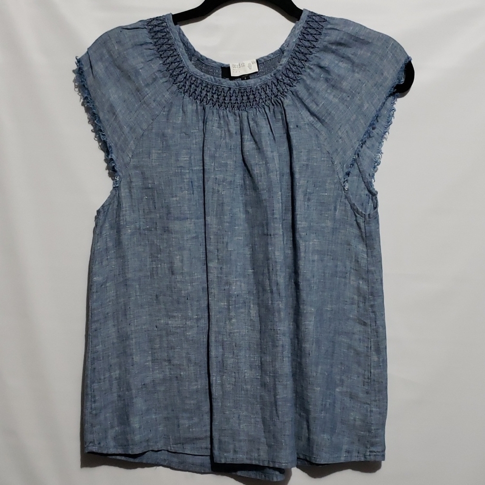 SANCTUARY Blue Smocked Cap Sleeve Women's S Top‎